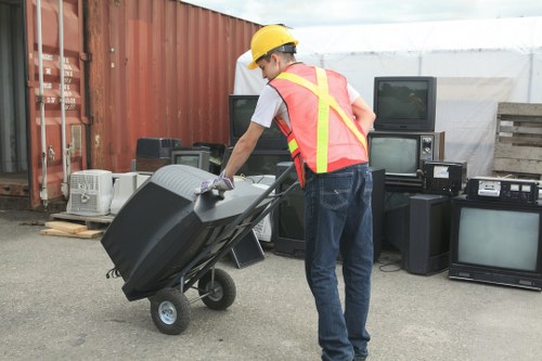 Different types of waste materials sorted for clearance